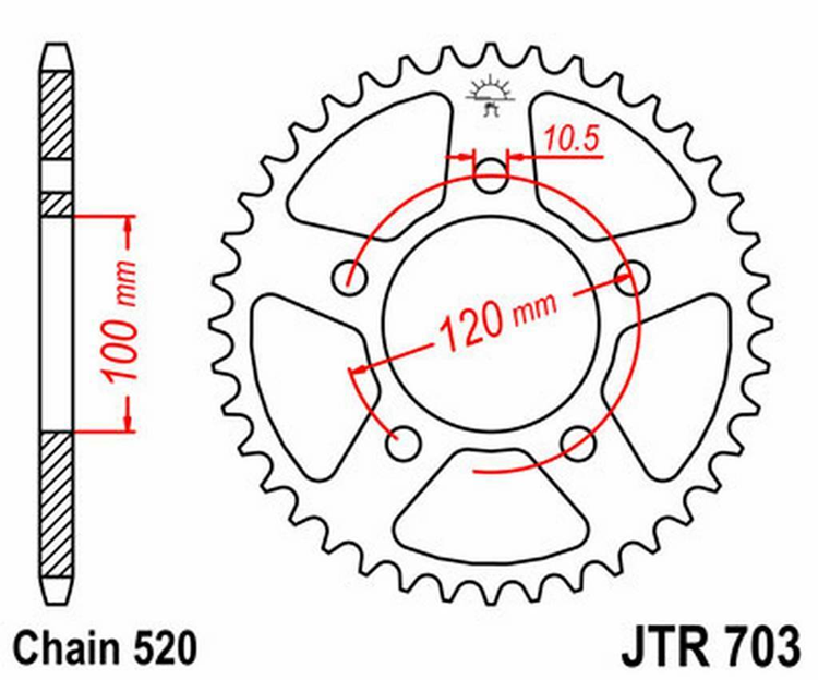 CORONA JT 703 de acero con 47 dientes